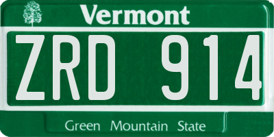 VT license plate ZRD914