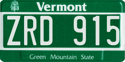VT license plate ZRD915