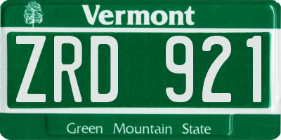 VT license plate ZRD921