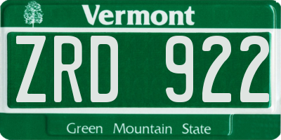 VT license plate ZRD922