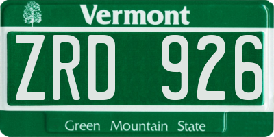 VT license plate ZRD926