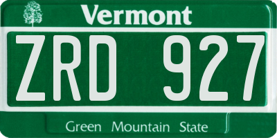 VT license plate ZRD927