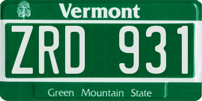 VT license plate ZRD931