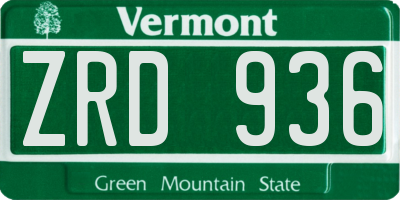 VT license plate ZRD936