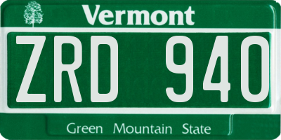 VT license plate ZRD940