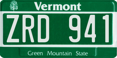 VT license plate ZRD941