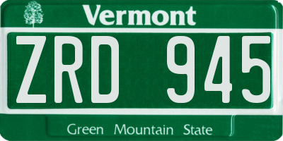 VT license plate ZRD945