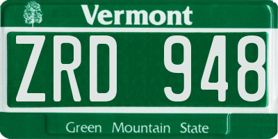 VT license plate ZRD948