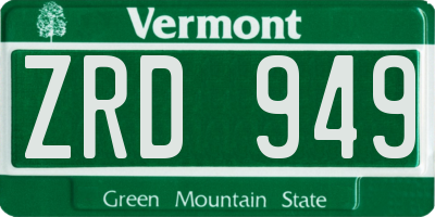 VT license plate ZRD949