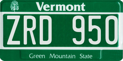 VT license plate ZRD950