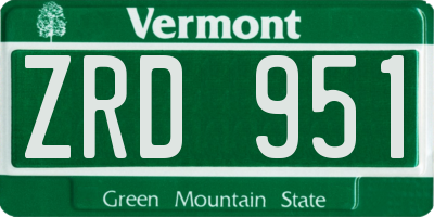 VT license plate ZRD951