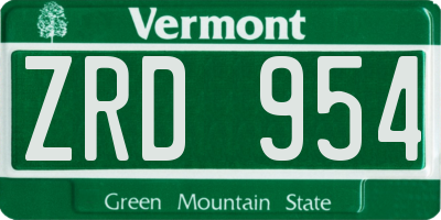 VT license plate ZRD954