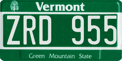 VT license plate ZRD955