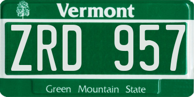 VT license plate ZRD957