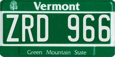 VT license plate ZRD966