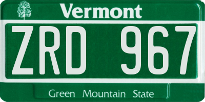 VT license plate ZRD967