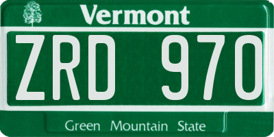 VT license plate ZRD970