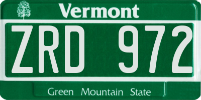 VT license plate ZRD972