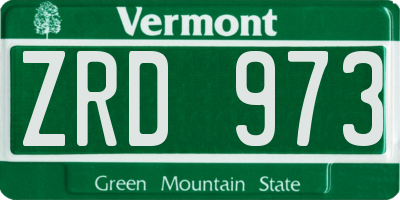 VT license plate ZRD973