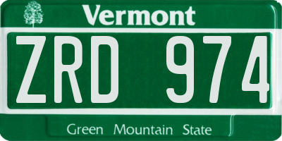 VT license plate ZRD974
