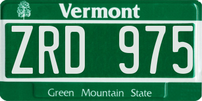 VT license plate ZRD975