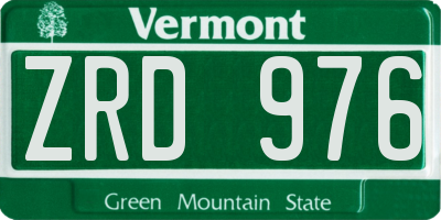 VT license plate ZRD976