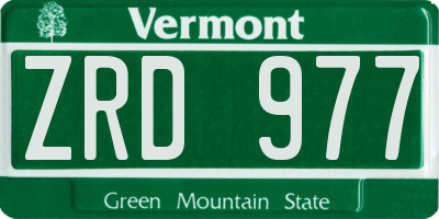 VT license plate ZRD977