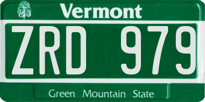 VT license plate ZRD979