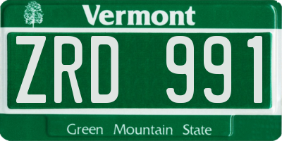 VT license plate ZRD991