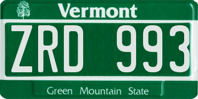 VT license plate ZRD993