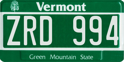VT license plate ZRD994