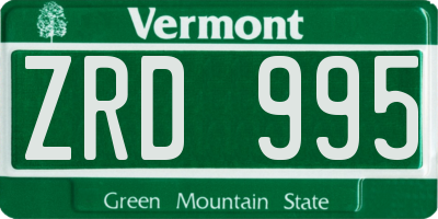 VT license plate ZRD995