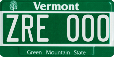 VT license plate ZRE000