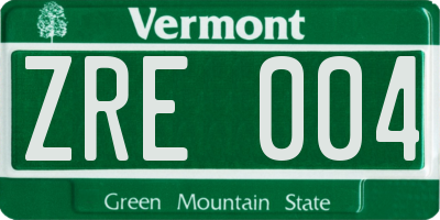 VT license plate ZRE004