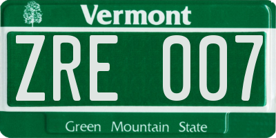VT license plate ZRE007