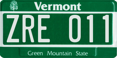 VT license plate ZRE011