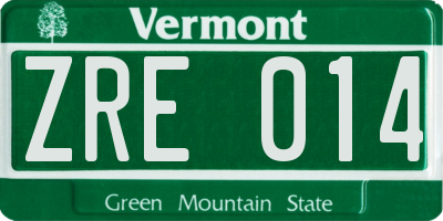 VT license plate ZRE014