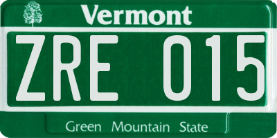 VT license plate ZRE015