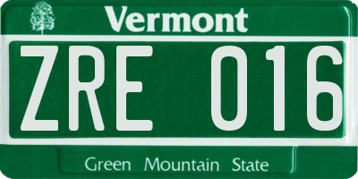 VT license plate ZRE016