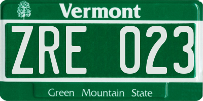 VT license plate ZRE023