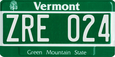 VT license plate ZRE024