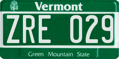 VT license plate ZRE029
