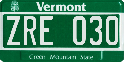 VT license plate ZRE030