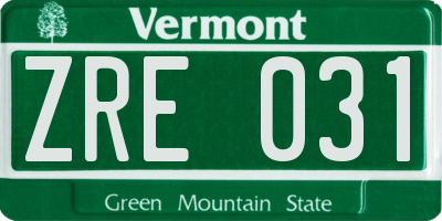 VT license plate ZRE031
