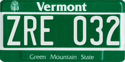 VT license plate ZRE032
