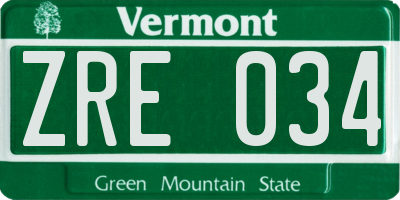 VT license plate ZRE034