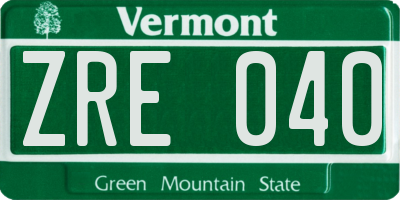 VT license plate ZRE040