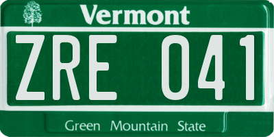 VT license plate ZRE041