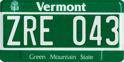 VT license plate ZRE043