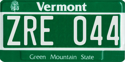 VT license plate ZRE044